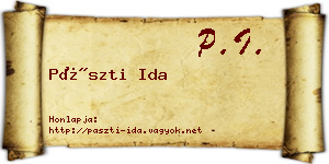 Pászti Ida névjegykártya